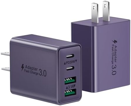 40 W Dual PD Fast Charging 4-Port USB C Charger Block Duo – Universal Compatibility for i Phone 16-11 Pro Max & Samsung Devices – Efficient Multi-Device Power Adapter for Home, Office, and Travel Use