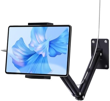 Versatile Adjustable Tablet Wall Mount for i Pad, Galaxy Tab & Smartphones – Durable Aluminum Alloy Long Arm Holder for 4.7-13″ Devices, Perfect for Home & Office Use (Black) – Enhance Productivity and Comfort