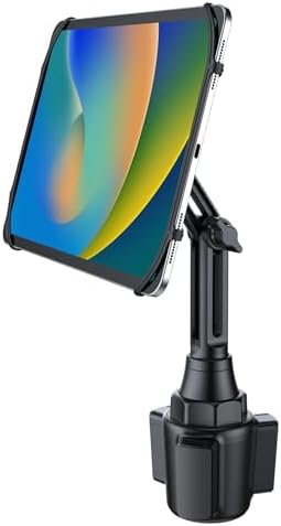 Revolutionize Your In-Car Entertainment: Adjustable Cup Holder Tablet Mount for i Pad & Tablets 7-12.9″, 360° Rotatable Arm, Silicone Grip for Secure Holding – The Ultimate Travel Companion for Streaming & Navigation