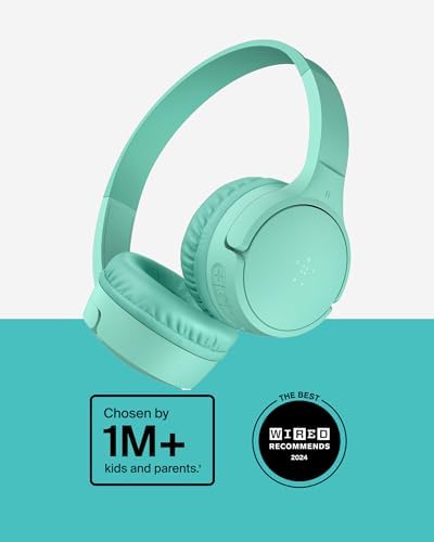 Belkin Sound Form Mini Kids Wireless Bluetooth Headphones – Safe 85 d B Volume Control, 30-Hour Playtime, Built-In Microphone – Lightweight On-Ear Style for i Phone, i Pad, Fire Tablet & More – Ideal for Learning, Entertainment & Safe Listening