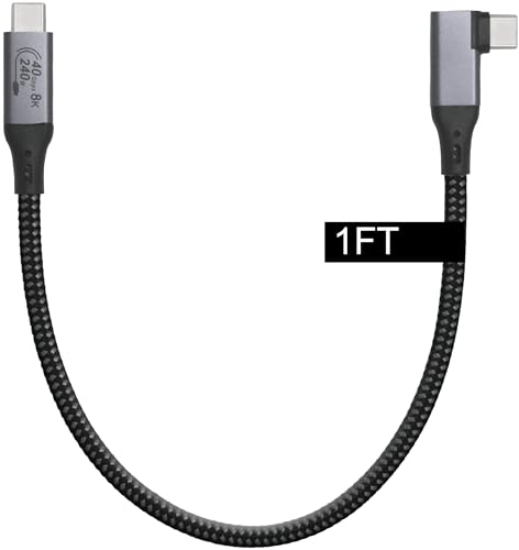 Elevate Your Connectivity with a 6-Foot USB4 Cable – Ultra-Fast 40 Gbps Data Transfer, 8 K HD Display Support, and 240 W Rapid Charging – Flexible 90-Degree Right Angle USB-C Design for Optimal Performance in Tight Spaces and Seamless Compatibility with Thunderbolt 3 & 4 Devices