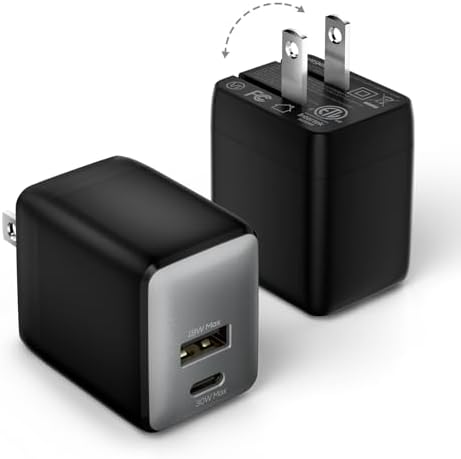 30 W Dual-Port USB C Charger Block – Fast Charging Wall Adapter with Foldable Plug – Compact Design for i Phone 11-16 Series – 2 Pack – Ideal for Travel and On-the-Go Charging – Enhanced Compatibility and Efficiency