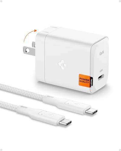 Experience Unmatched Charging Efficiency with Spigen Ga N III 452 45 W Dual USB-C Wall Charger – Portable Fast Charging Adapter for i Phone, Samsung Galaxy, and Pixel Devices – Compact Foldable Design for Ultimate Convenience