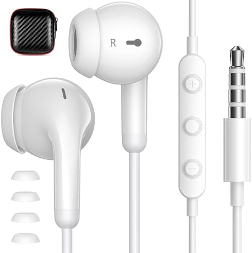 High-Fidelity Wired Earbuds – Ultra-Lightweight In-Ear Headphones with Superior Sound Quality for Mac, i Phone, Samsung, Android, and PC – Integrated Microphone and Volume Control for Seamless Audio Experience, Perfect for Gaming and Daily Use