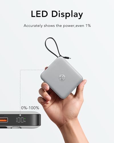 VRURC 20000 m Ah Portable Power Bank with Integrated Cables – Ultimate Travel Companion for i Phone 11-16 & Samsung Galaxy Series – Rapid 22.5 W Fast Charging Efficiency, Compact Design for On-the-Go Convenience – Essential Battery Pack for Uninterrupted Connectivity