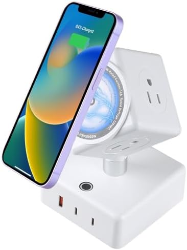 Revolutionize Your Charging Setup with the 15 W Wireless Power Strips Tower – Innovative 180° Rotatable Cube Design, 45 W USB Fast Charging Hub with Enhanced Device Compatibility and Safety Features
