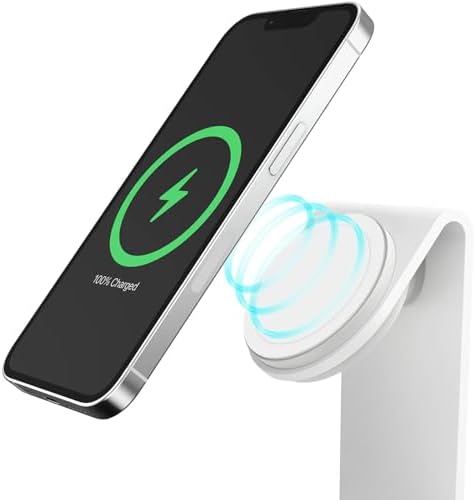Otter Box Mag Safe Wireless Charging Stand – 15 W Fast Charge Station with 20 W Wall Charger & 6.6 FT USB-C Cable – Sleek White Design for i Phone Compatibility – Premium Magnetic Alignment for Secure Streaming & Interaction – Durable, Space-Saving Aluminum Base with Fingerprint-Resistant Finish – Limited Lifetime Warranty for Ultimate Reliability