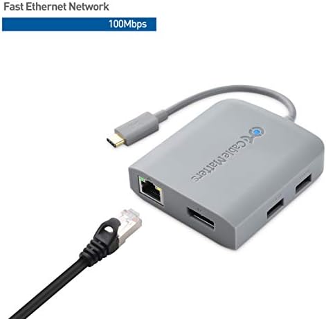 Maximize Productivity with Cable Matters USB C Hub – 4 K@240 Hz Display Port Adapter for Mac Book Pro, 100 W Power Delivery, Dual USB Ports, and Stable Ethernet Connectivity – Thunderbolt 3 & 4 Compatible for High-Performance Workspaces