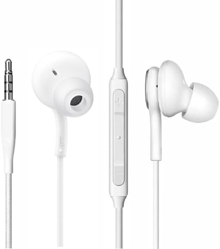 2025 High-Performance In-Ear Stereo Earbuds for Samsung Galaxy – Comfortable 3.5 mm Jack Headphones with Integrated Microphone and Volume Controls – Sleek White Design for All-Day Audio Enjoyment – Perfect for Music Lovers and Professionals