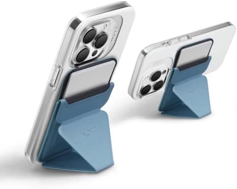 MOFT MagSafe Wallet for iPhone 16/15/14/13/12 Series, Strong Magnetic Phone Card Holder Fit 2 Cards & 3 Viewing Angles & Stain-Resistant Vegan Leather Phone Stand, Windy Blue – Enhanced Compatibility and Speed