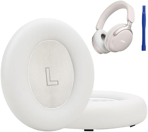 Transform Your Bose QC Ultra Wireless Headphones with Luxurious Protein Leather Earpads – Advanced Noise Isolation Foam for Unmatched Comfort and Immersive Sound (White Smoke) – Ideal Replacement Cushions for Superior Audio Enjoyment