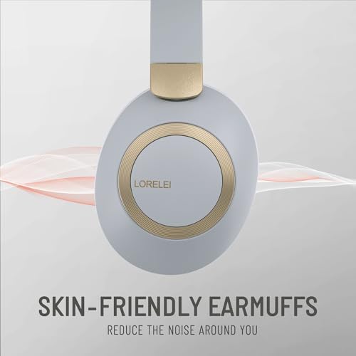 Discover Superior Sound with LORELEI B-C6 Wireless Over-Ear Headphones – 50-Hour Playtime, Lightweight & Ergonomic Design, Enhanced Deep Bass for Ultimate Audio Immersion, Built-In Microphone for Seamless Calls, and Plush Memory Foam Earmuffs for All-Day Comfort at Home or On-the-Go (Beige White)