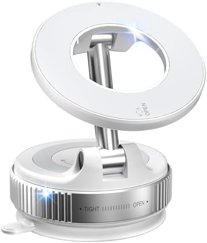 CloudValley Magnetic Car Phone Mount, [Compatible with MagSafe] 360° Adjustable Foldable Holder for Dashboard, 80LBS Suction & 2800gf Magnet, Car Accessories for iPhone 16 Pro Max 15 14, White – Enhanced Compatibility and Speed