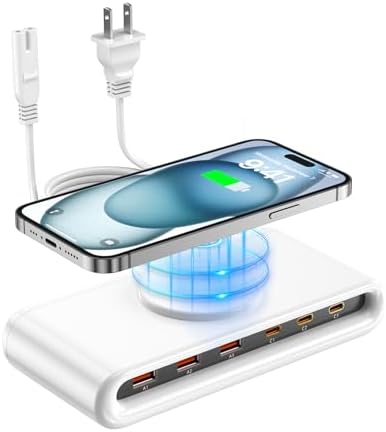Transform Your Charging Routine with the 7-in-1 USB Charging Station – High-Speed PD 45 W USB-C Hub for i Phone 13/12, i Pad, Samsung Laptops & More – Ultimate Multi-Port Power Solution with Enhanced Compatibility & Safety Features