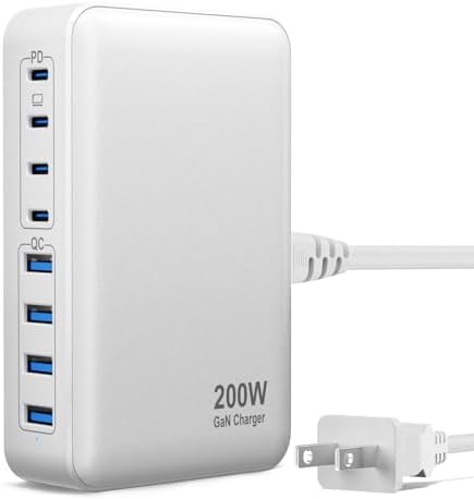 Revolutionary 240 W Ga N USB C Charging Station – 8-Port Fast Charger with PD100 W for Seamless Device Compatibility – Ideal Power Adapter for Mac Book Pro/Air, i Phone, Samsung, and Google – Compact Multi-Device Charging Hub for Enhanced Performance and Portability