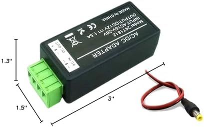 High-Performance 24 V AC to 12 V DC Power Converter – 1.5 A Compact Adapter with 2.1 x 5.5 mm Male Plug for CCTV Cameras & LED Lighting – Reliable Solution for Security and Illumination Needs