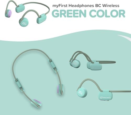 Discover the Future of Sound with My First Bone Conduction Headphones – Open-Ear Bluetooth Design for Kids and Adults – Vibrant Green, IPX6 Waterproof for Unmatched Durability and Safe Listening While Staying Aware of Your Surroundings – Perfect for Outdoor Activities and Active Lifestyles