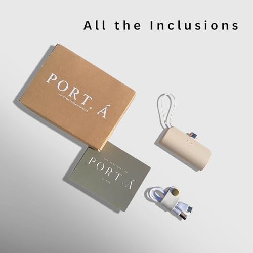 Dune Tan Compact 5000 m Ah Power Bank – Ultra-Fast Charging Solution with Dual Type-C & i Phone Compatibility, Integrated Kickstand for Hands-Free Use, Sleek On-the-Go Essential for Android & i Phone Devices, USA-Engineered for Maximum Performance and Portability