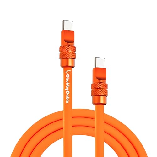 chubbycable Chubby 2.0 Anodized Version – 240W USB C Cable Reflective Shine Charge Cable Silicone Fast Charging Cable, Orange, Type C to Type C, 3.3FT – Enhanced Compatibility and Speed