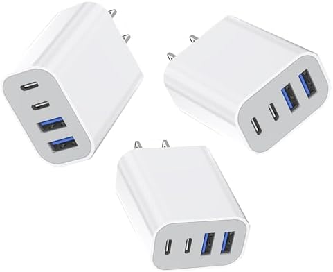 35 W USB-C Multi-Port Fast Charging Block 3-Pack – Ultimate Quick Charge Adapter for i Phone 16 Pro & All Models, Universal PD Plug with Advanced QC Technology for Safe & Efficient Multi-Device Charging Solution for i Pad, i Phone & More