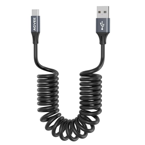 AGVEE 2 Pack 5 ft Coiled USB to USB-C Charging Cables – High-Speed 3 A Fast Charger for i Phone 16/15 Car Play, Galaxy S Series, and Google Pixel – Tangle-Free Design for Effortless Charging in Cars and at Home – USB-IF Certified for Quality and Safety – Durable, Compact, and Ideal for On-the-Go Power Solutions
