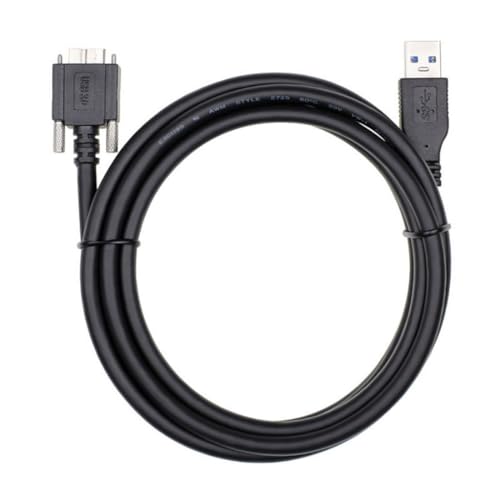 Chenyang 90-Degree Micro USB 3.0 Cable – Type A Male to Micro B Male, 3 M High-Speed Connector for Industrial Cameras & Devices, Enhanced Durability with Mount Panel Screws, Perfect for Tight Spaces and Optimal Cable Management