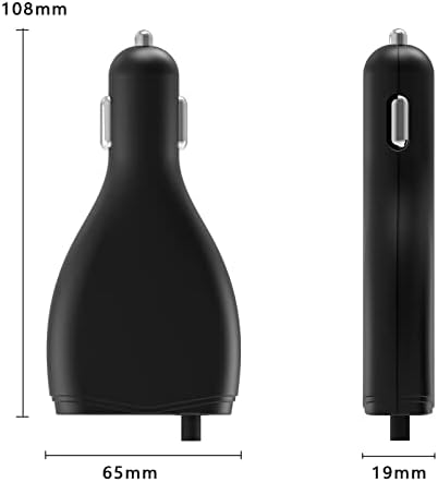 High-Performance 70 W Surface Car Charger for Microsoft Devices – Compatible with Surface Pro 3 to Pro 8, Surface Book, Surface Go & Laptop – Dual USB Fast Charging with 5 V 2 A Port and 4.8 Ft Cord – Reliable Power Supply for On-the-Go Professionals