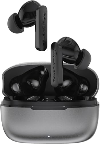 Monster N-Lite Clear Talk Bluetooth 5.3 Earbuds – Ultimate Noise-Cancellation with CVC 8.0, IPX8 Waterproof Design for All-Weather Adventures, 60-Hour Playtime with Rapid Charge Capability – Perfect for Active Lifestyles and Outdoor Enthusiasts
