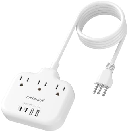 Ultimate Universal Travel Plug Adapter with PD30 W Fast Charging Hub – 3 Multi-Port Connectivity for International Travel, Featuring Dual USB-C & USB-A Outputs, 3 ft Extension Cord for Effortless Power in EU, US, UK, France & Spain – Perfect Solution for Global Adventurers Seeking Reliable Charging Options