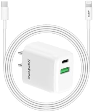 MFi-Certified 20 W Dual-Port USB-C Fast Charger with 5 FT Lightning Cable – Efficient Charging Solution for i Phone 14/13/12/11/XS/XR/X/i Pad/Air Pods Pro – Ideal for Home, Office, and Travel Needs
