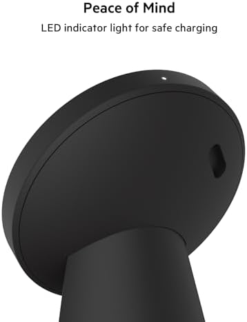 Belkin Magnetic Wireless Charging Stand – Ultra-Fast Mag Safe Charger for i Phone 12, 13, and 14 – Effortless Magnetic Alignment & Integrated Power Supply – Stylish White Design for Modern Environments – Streamlined Wireless Charging Solution for Enhanced User Experience and Aesthetic Appeal