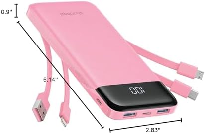 Sleek 10,000 m Ah Multi-Device Portable Charger with Built-In Cables – High-Speed 3 A Power Bank for i Phone, Samsung, Pixel, LG, Moto, i Pad – Ultimate Travel Essential with 6 Outputs for Effortless Charging on the Go
