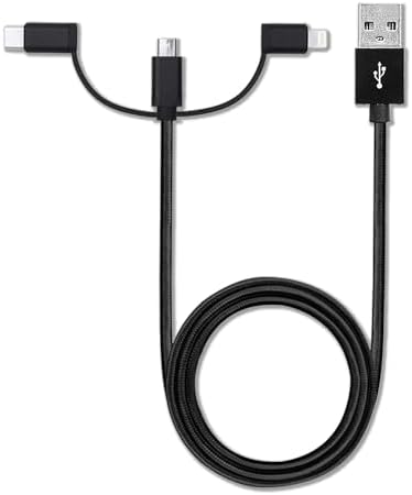 Universal 3-in-1 Charging Cable for Logitech H600 Headset – Box Wave Cable – Durable Jet Black Design with High-Speed Performance and Enhanced Compatibility for Seamless Connectivity