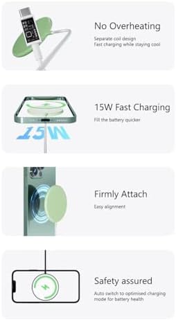 Sleek Pink Qi Wireless Charger – Fast 15 W Charging Pad for i Phone 16/15/14/13/12 & Samsung Galaxy – Portable Fast Charging Solution for Apple & Android Devices – Enhance Your Charging Experience Anywhere