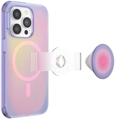 Pop Sockets i Phone 14 Pro Case with Integrated Slidable Grip & Kickstand – Pink Opalescent – Ultimate Wireless Charging Compatibility, 10 ft Drop Protection, and Easy Mag Safe Integration for Enhanced Mobile Experience