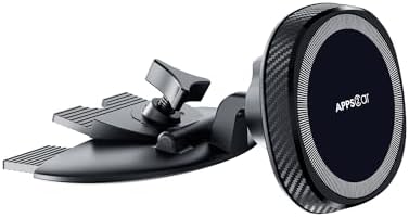 APPS2 Magnetic CD Player Phone Mount for Mag Safe – Ultimate Hands-Free Car Accessory with 17 Strong Magnets for Secure i Phone 12-16 Compatibility – Effortless Installation & 360-Degree Rotation for Optimal Viewing – Enhance Your Driving Safety and Convenience