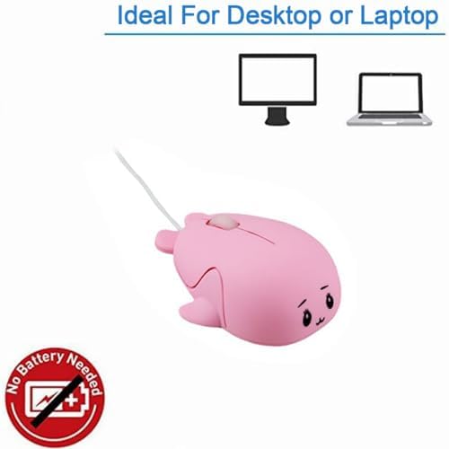 Delightful Pink Dolphin USB Wired Mouse – Adorable 1600 DPI Optical Mouse for Kids and Adults | Perfect for Travel, School, Office & PC Use | Fun Cartoon Design for Enhanced Productivity and Smiles