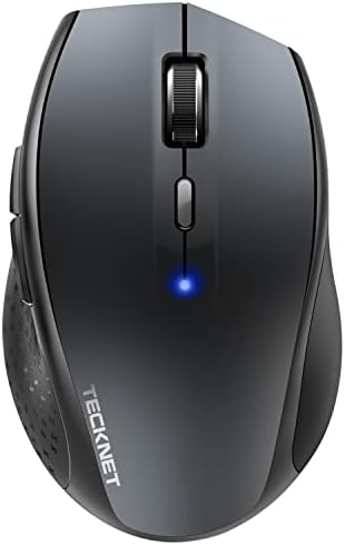 TECKNET Bluetooth Wireless Mouse – Ergonomic 4800 DPI Precision with 6 Adjustable Settings, Long-Lasting 2-Year Battery, and 6 Functional Buttons for Laptops & Windows – Sleek Grey Design for Enhanced Comfort and Productivity