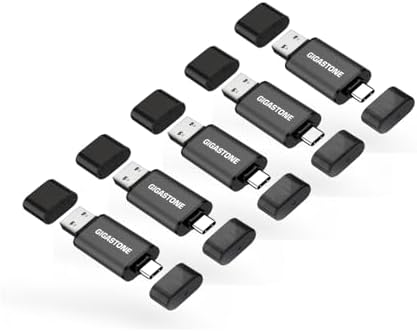 GIGASTONE 128 GB Ultra-Fast Flash Drive 5 Pack – Retractable Capless Slider Design for Effortless Data Storage, Lightning-Fast 120 MB/s Transfer Speeds, Compatible with PC, Mac, TV & Car Audio – Versatile USB 3.2 Gen 1 & Backward Compatible with USB 2.0/3.0/3.1 for Seamless File Management