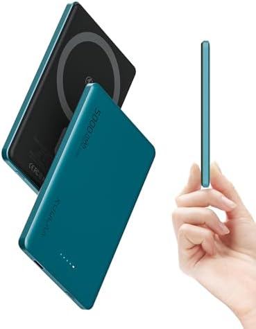 Ultra-Slim Kuulaa Mag Safe Battery Pack – 5,000 m Ah Power Bank for i Phone 15/14/13/12 Series – Magnetic Wireless Charger with PD 20 W Two-Way USB-C Fast Charging – Lightweight Grey Portable Power Solution for On-the-Go Charging