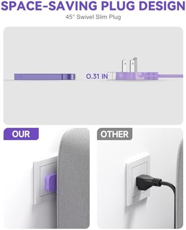 Stylish Brown Travel Power Strip with 5 Ft Cord – Compact Extension Solution Featuring 3 AC Outlets & 4 USB Ports (2 USB-C) for Rapid Charging – Ideal Desk Accessory for Tan Wood and Walnut Grain Décor – Maximize Functionality & Aesthetics in Any Space