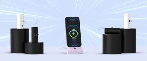Lin Tek Ultra-Compact 5000 m Ah USB C Lightning Power Bank – Essential Travel Charger for i Phone 11-16 Series, Dual Port Compatibility, Lightweight Design in White, Black, and Pink – Experience Rapid Charging Anywhere