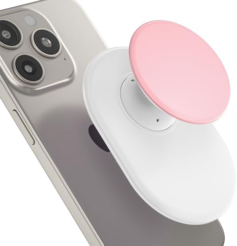 AUROX Mag Safe Phone Grip and Stand – Expandable Collapsible Mobile Holder for i Phone 12-16 Series – Secure Magnetic Attachment in Chic White & Pink – Versatile Kickstand for Streaming and Hands-Free Use – Enhance Usability and Style for Everyday Convenience