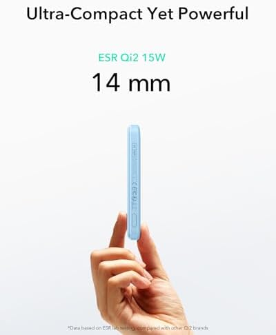 Ultra-Compact ESR Mag Safe Power Bank – 5,000 m Ah Fast Charging Battery Pack with Qi2 Certification – Slim 0.55 in Design for i Phone 16/15/14/13/12 – 15 W Wireless & 20 W USB-C Charger with Cable – Essential Travel Accessory for On-the-Go Power