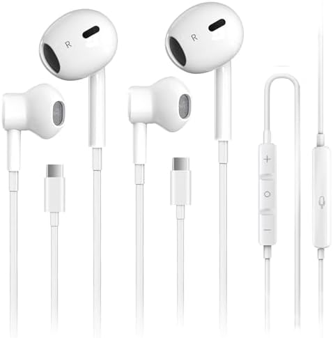 Premium i Phone Compatible Wired Earbuds – Dual Pack Featuring Noise Cancellation, Integrated Microphone, and Easy Volume Control for Superior Sound Experience – Ideal for Music Lovers, Call-Handling, and Podcast Enthusiasts Across All i Phone Models Including 14, 13, 12, 11, X, 8, 7, SE, Pro, Max, Plus – Enhance Your Daily Audio Journey with Comfort and Clarity