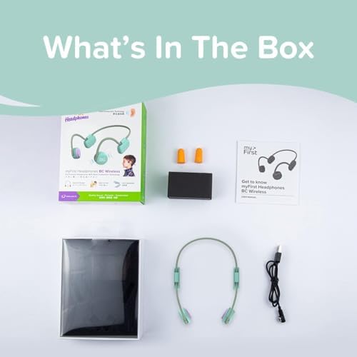 Discover the Future of Sound with My First Bone Conduction Headphones – Open-Ear Bluetooth Design for Kids and Adults – Vibrant Green, IPX6 Waterproof for Unmatched Durability and Safe Listening While Staying Aware of Your Surroundings – Perfect for Outdoor Activities and Active Lifestyles