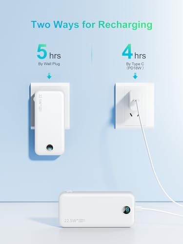 Ultra-Fast Portable Phone Charger with 12000 m Ah Capacity – All-in-One Power Bank with Integrated Cables, Wall Plug, and LED Display for i Phone, i Pad, Samsung – Essential Travel Companion for Uninterrupted Connectivity