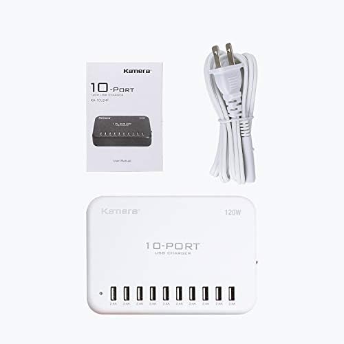 High-Power USB Charging Station 120 W 24 A 10-Port Hub – Fast Multi-Device Charger for i Phone, i Pad, and Samsung Galaxy – Enhanced Speed & Safety Features for Home or Office Use