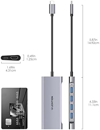 LENTION USB-C Multi-Port Hub – 4 K HDMI Output, 100 W Power Delivery, and 4 USB 3.0 Ports for Ultra-Fast Data Transfer | Perfect for 2024-2016 Mac Book Pro, New Mac Air, Surface, Chromebook, i Phone 15 & More | Space Gray Adapter for Enhanced Connectivity and Productivity