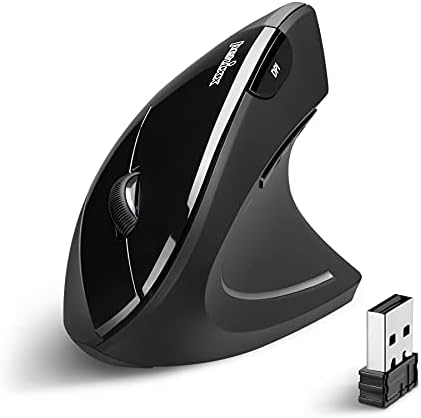 Ergonomic Perixx PERIMICE-713 Wireless Vertical Mouse for Right-Handed Users – 6 Customizable Buttons, Adjustable 3-Level DPI, Sleek Black Design, Unmatched Comfort for Long Hours of Work or Gaming